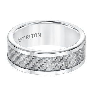 Triton Gents 8mm Comfort Fit White Tungsten Carbide With White Carbon Fiber Insert 11-5810HS-G.00