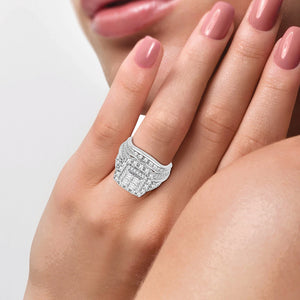 14K White Gold 4.00 Carat Women's Big Bridal Square Cut Diamond Ring