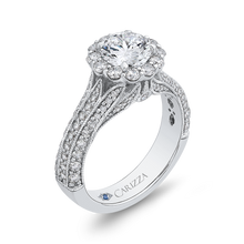 Load image into Gallery viewer, Three Row Split Shank Diamond Halo Engagement Ring CARIZZA CA0237E-37W-1.00
