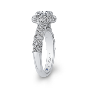 Round Diamond Flower Halo Engagement Ring CARIZZA CA0255EH-37W-1.00