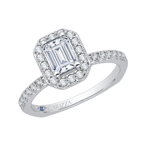 Semi-Mount Emerald Cut Diamond Engagement Ring CARIZZA CAE0058E-37W