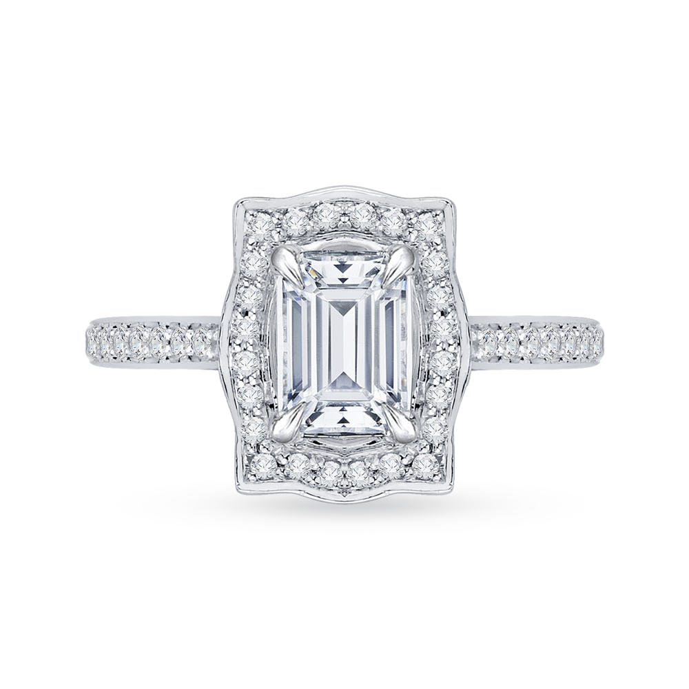 Emerald Cut Diamond Halo Engagement Ring CARIZZA CAE0091E-37W