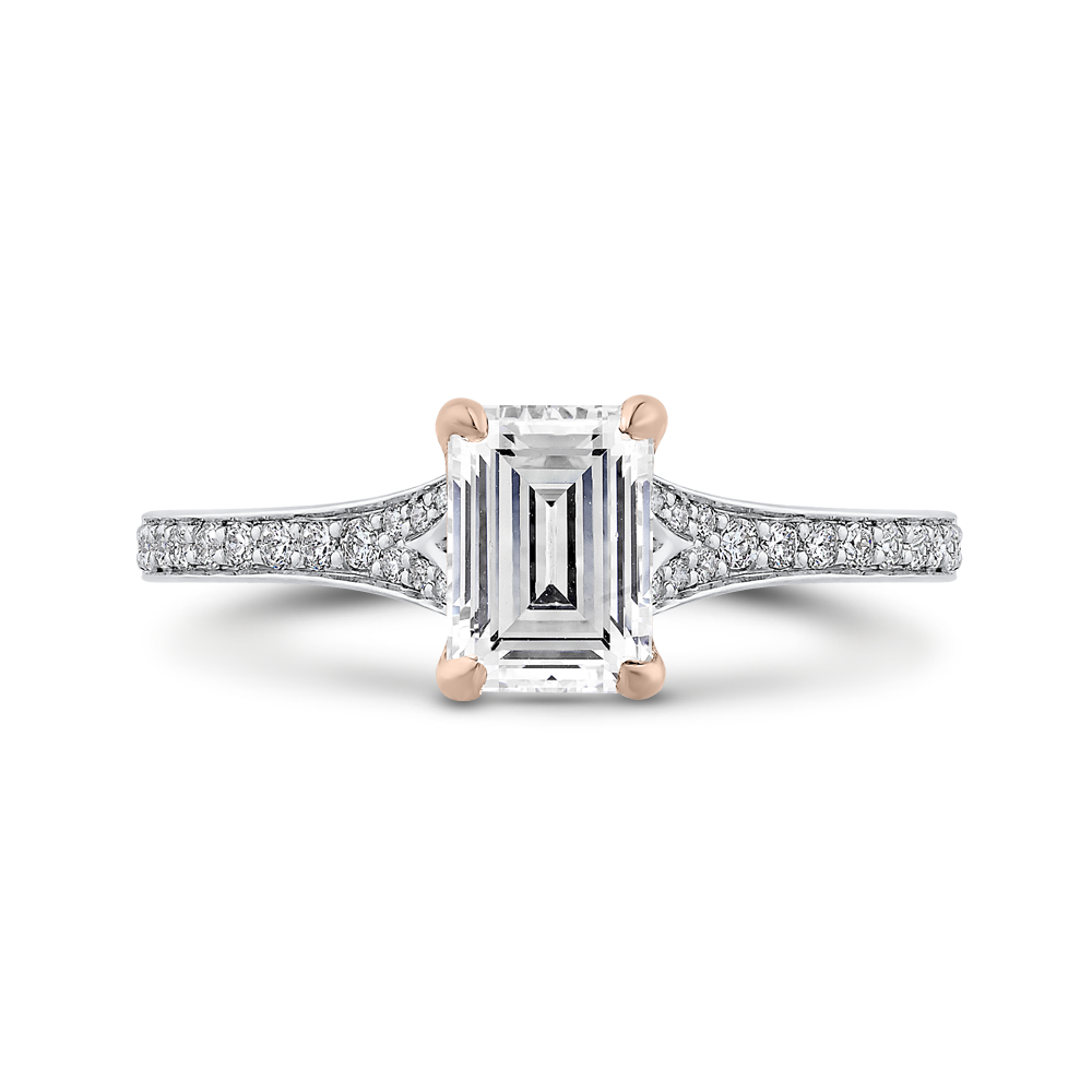 Semi-Mount Emerald Cut Diamond Engagement Ring CARIZZA CAE0424EH-37WP-1.25