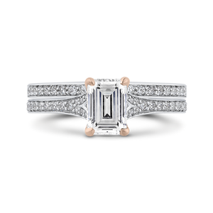 Semi-Mount Emerald Cut Diamond Engagement Ring CARIZZA CAE0424EH-37WP-1.25