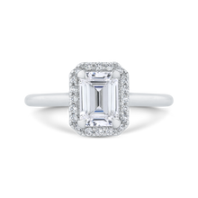 Load image into Gallery viewer, Plain Shank Emerald Cut Diamond Halo Engagement Ring CARIZZA CAE0425E-37W-1.10
