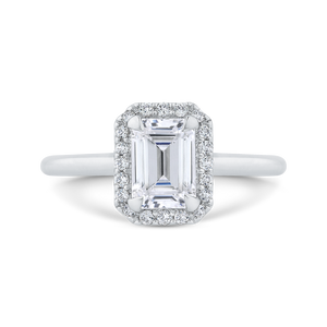 Plain Shank Emerald Cut Diamond Halo Engagement Ring CARIZZA CAE0425E-37W-1.10