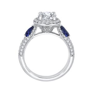 Sapphire Oval Diamond Halo Engagement Ring CARIZZA CAO0217E-S37W-1.50