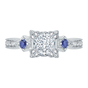 Sapphire Semi-Mount Princess Cut Diamond Engagement Ring CARIZZA CAP0046E-S37W