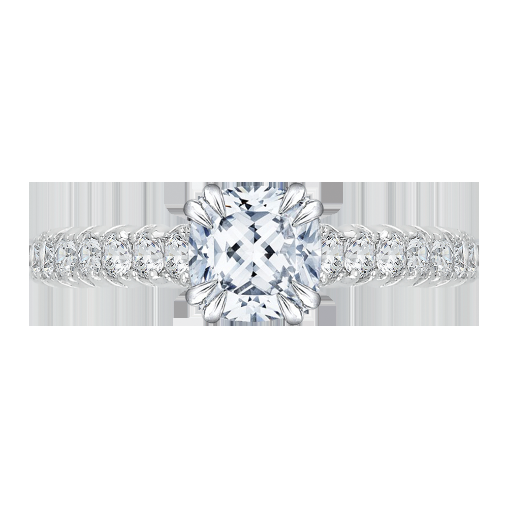 Cathedral Style Cushion Diamond Engagement Ring CARIZZA CAU0039E-37W