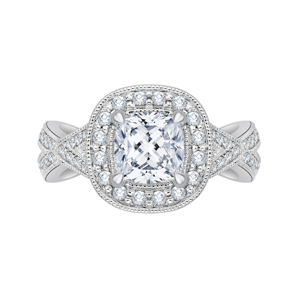 Split Shank Cushion Cut Diamond Engagement Ring CARIZZA CAU0080E-37W-1.50