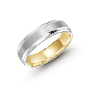 Domed Satin and High Polish Men's Wedding Band LUX-411-6WZY
