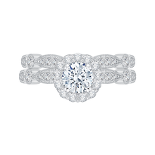 Load image into Gallery viewer, Round Diamond Floral Halo Engagement Ring Promezza PR0049EC-02W
