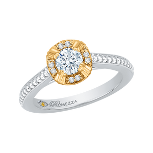 Yellow and White Gold Round Diamond Engagement Ring Promezza PR0080EC-44WY
