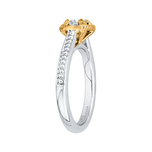 Yellow and White Gold Round Diamond Engagement Ring Promezza PR0080EC-44WY