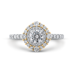 Double Halo Engagement Ring with Two Tone Gold Promezza PR0193ECH-44WY-.50