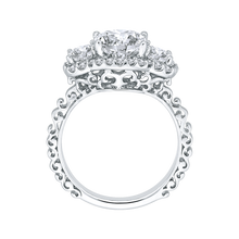Load image into Gallery viewer, Three-Stone Diamond Halo Engagement Ring Carizza Boutique QRU0035K-40W
