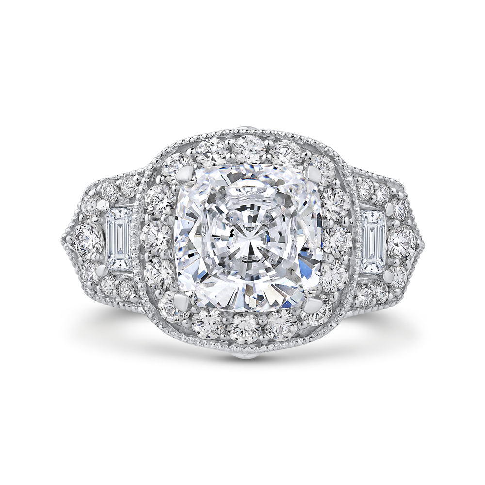 Cushion Diamond Halo Engagement Ring Carizza Boutique QRU0062EK-40W-4.00