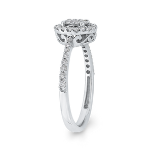 White Gold Double Halo Fashion Ring Luminous RF1074T-42W